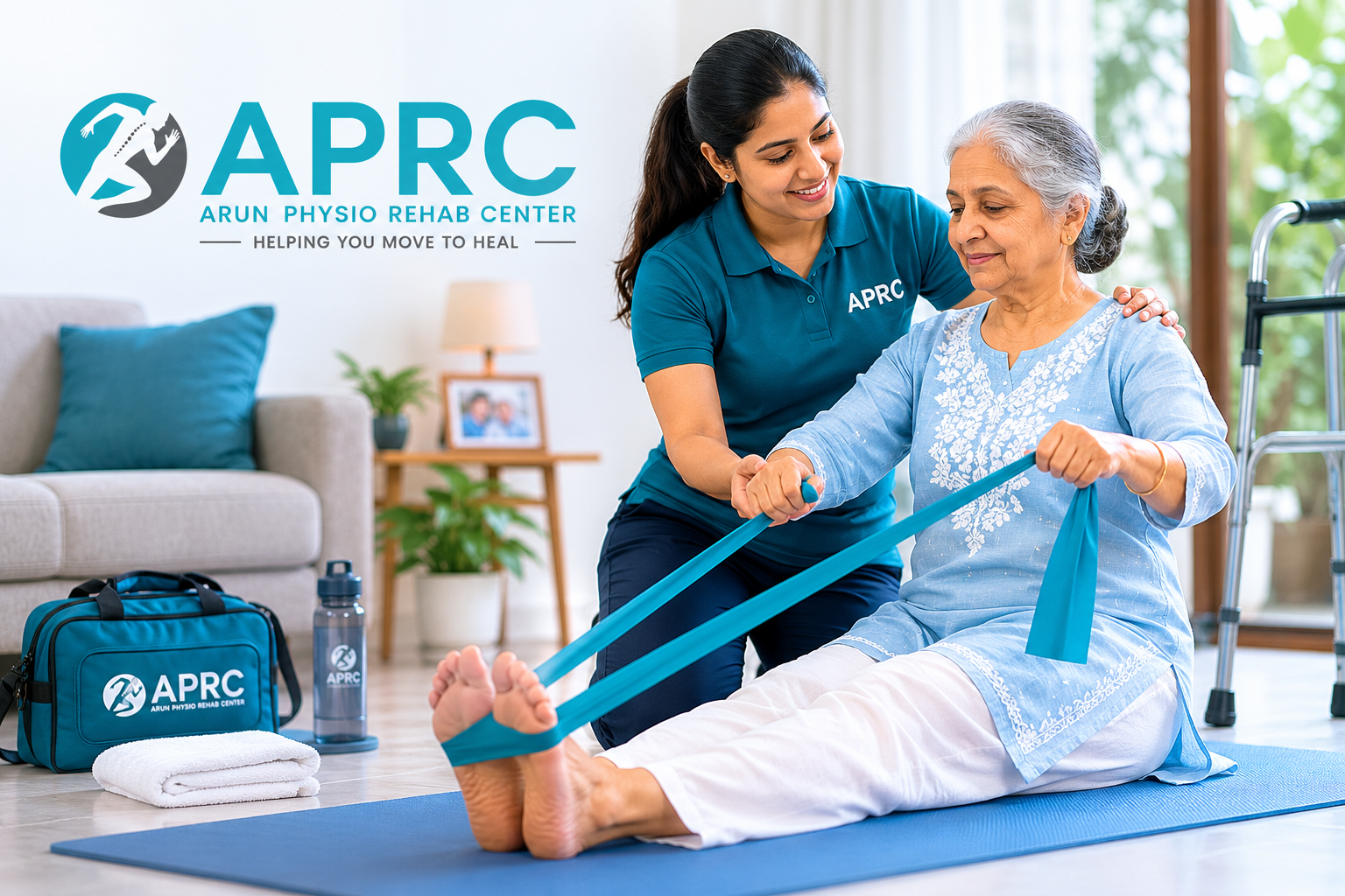 APRC physiotherapist helping patient with dumbbell exercise