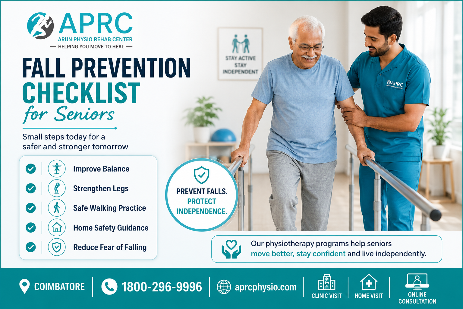 Fall Prevention Physiotherapy in Coimbatore: Helping Elderly People Improve Balance, Strength, Walking Safety, and Confidence