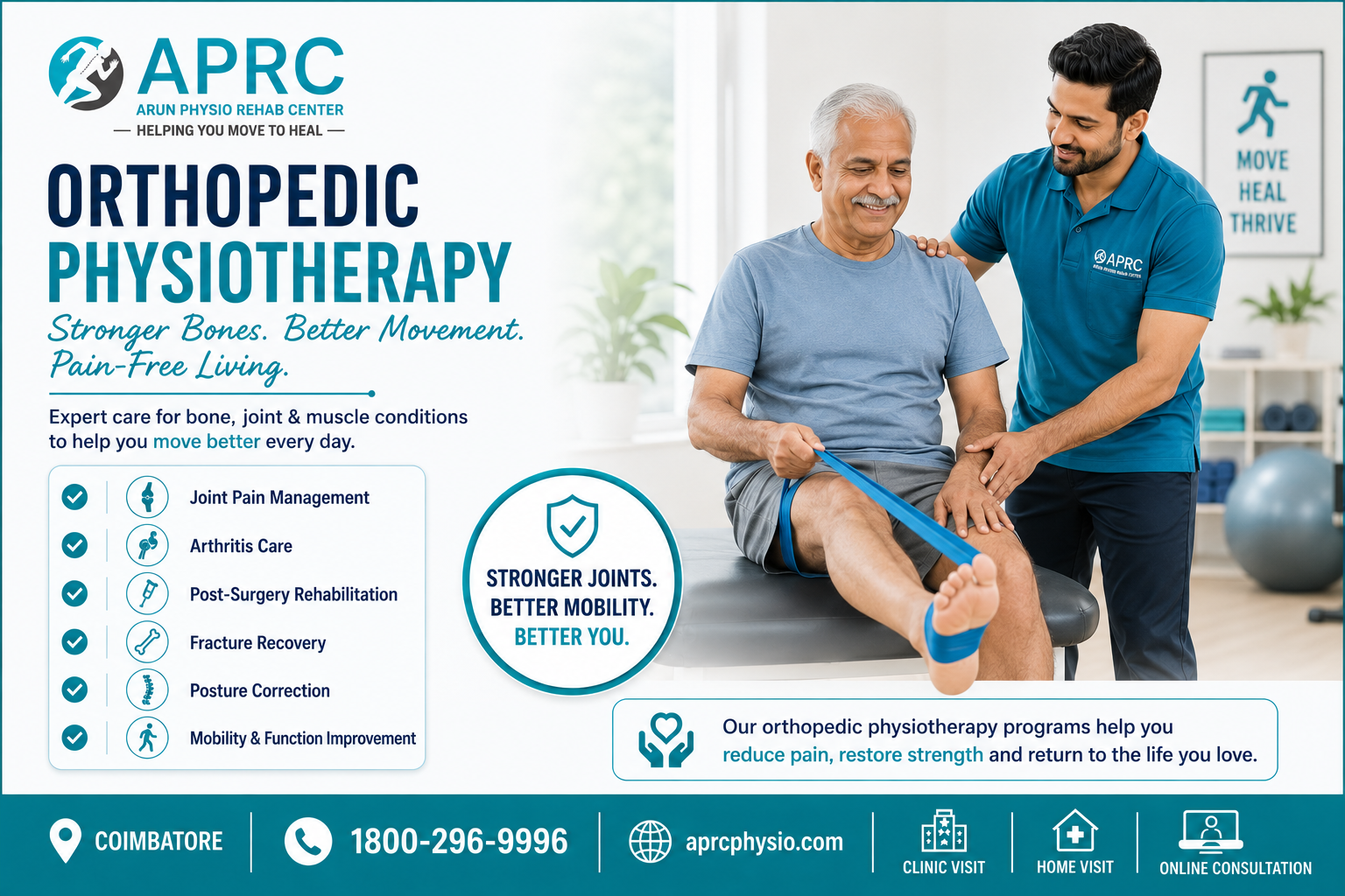 Orthopedic Physiotherapy in Coimbatore: Expert Care for Back Pain, Neck Pain, Joint Pain, Arthritis, Fracture Recovery, and Post-Surgical Rehab